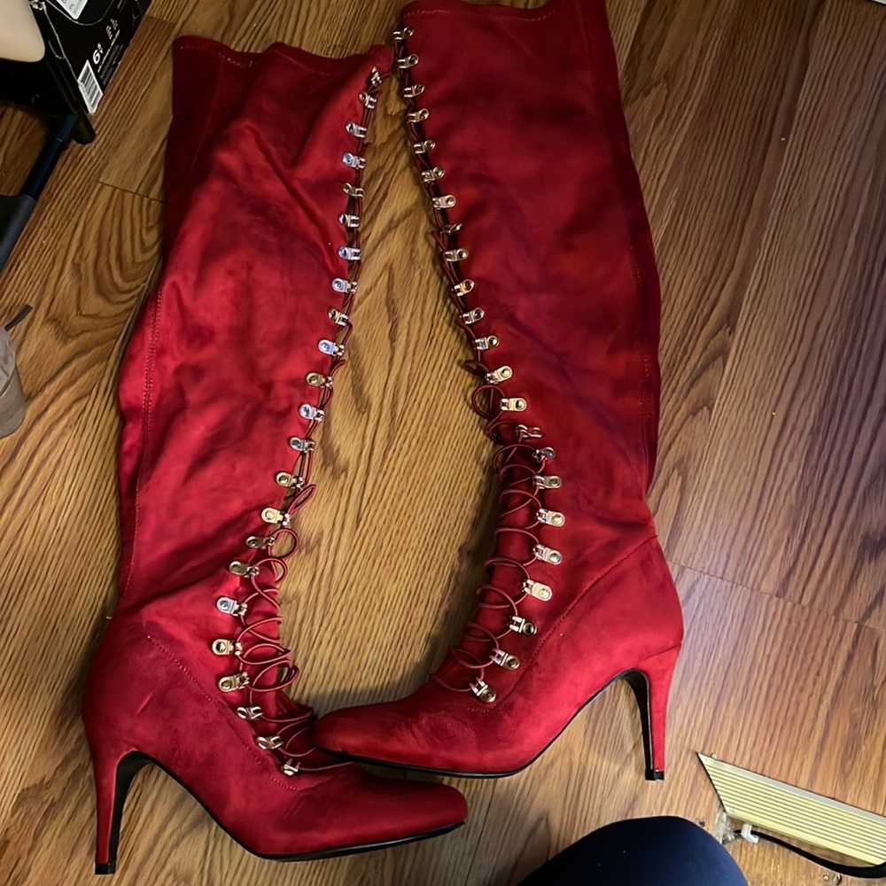 Red high heels boots new never used